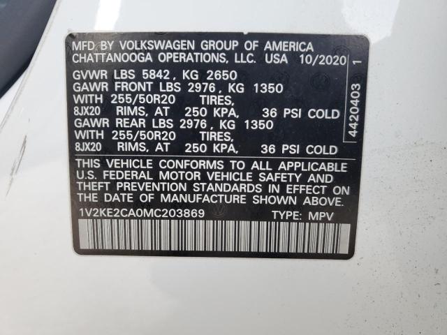 1V2KE2CA0MC203869 - 2021 VOLKSWAGEN ATLAS CROS SE Սպիտակ լուսանկար 13