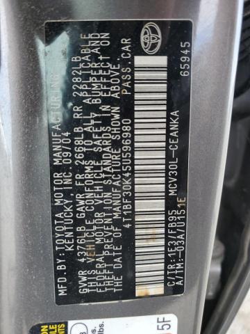 4T1BF30K45U596980 - 2005 TOYOTA CAMRY LE GRAY photo 12