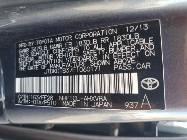 JTDKDTB37E1060171 - 2014 TOYOTA PRIUS C GRAY photo 12