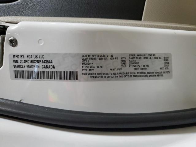 2C4RC1BG2NR143544 - 2022 CHRYSLER PACIFICA TOURING L WHITE photo 13