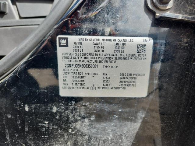 2GNFLCEK8C6350881 - 2012 CHEVROLET EQUINOX LS BLACK photo 13