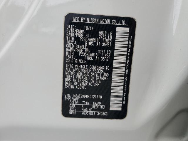 JN8AE2KP8F9121718 - 2015 NISSAN QUEST S WHITE photo 14