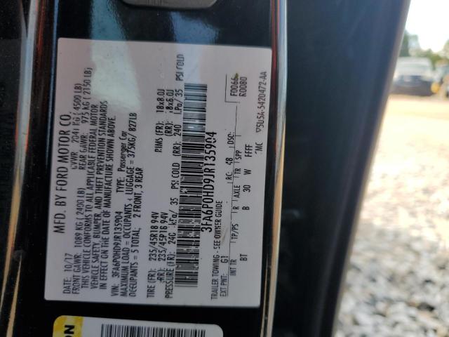 3FA6P0HD9JR135904 - 2018 FORD FUSION SE Siyah fotoğraf 13