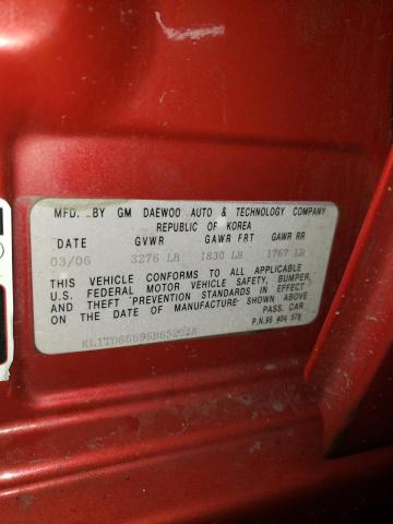 KL1TD66696B652328 - 2006 CHEVROLET AVEO BASE Qırmızı foto 12