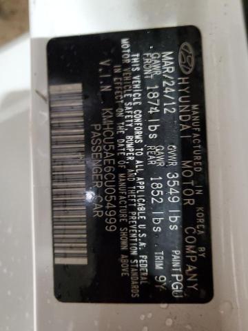 KMHCU5AE6CU054999 - 2012 HYUNDAI ACCENT GLS 白色 照片 12