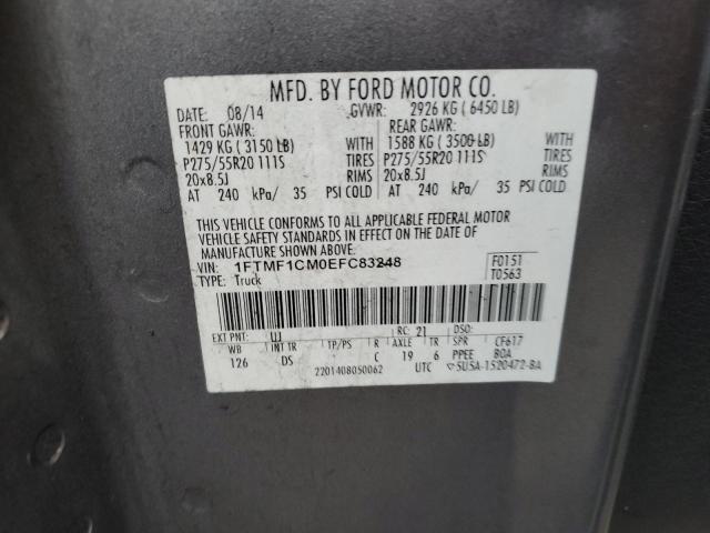 1FTMF1CM0EFC83248 - 2014 FORD F150 GRAY photo 12