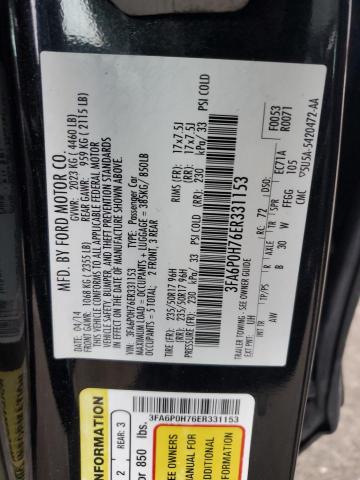 3FA6P0H76ER331153 - 2014 FORD FUSION SE BLACK photo 12