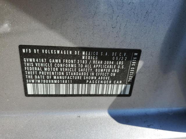 3VW7M7BU8NM018811 - 2022 VOLKSWAGEN JETTA SE 银色 照片 13