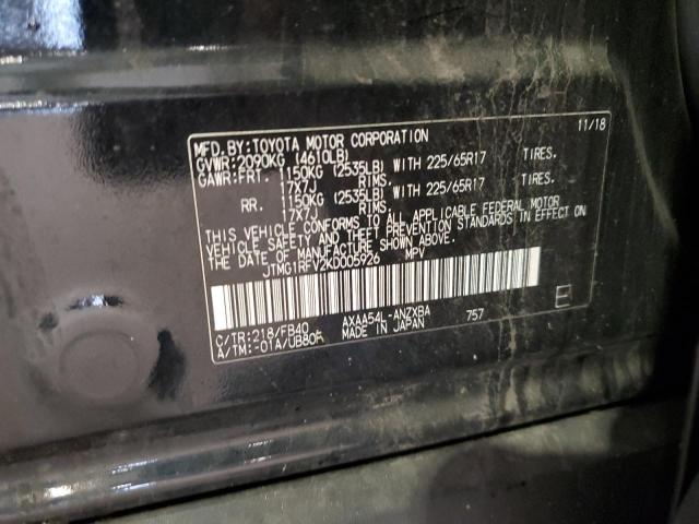 JTMG1RFV2KD005926 - 2019 TOYOTA RAV4 LE BLACK photo 13