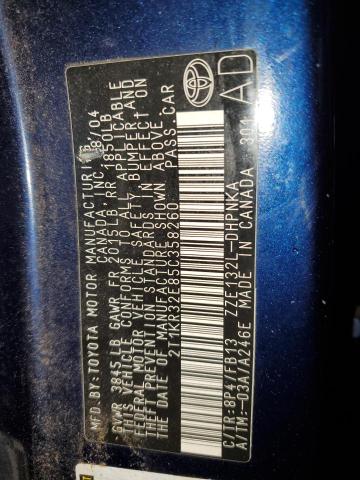 2T1KR32E85C358260 - 2005 TOYOTA COROLLA MA XR BLUE photo 13