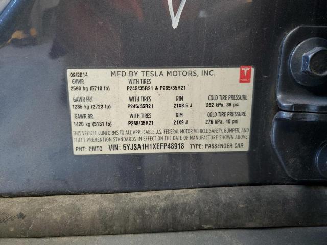 5YJSA1H1XEFP48918 - 2014 TESLA MODEL S CHARCOAL photo 12