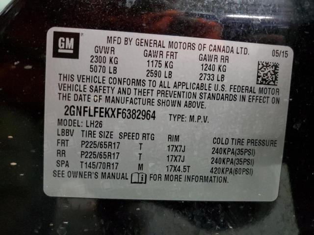 2GNFLFEKXF6382964 - 2015 CHEVROLET EQUINOX LT CHARCOAL photo 13