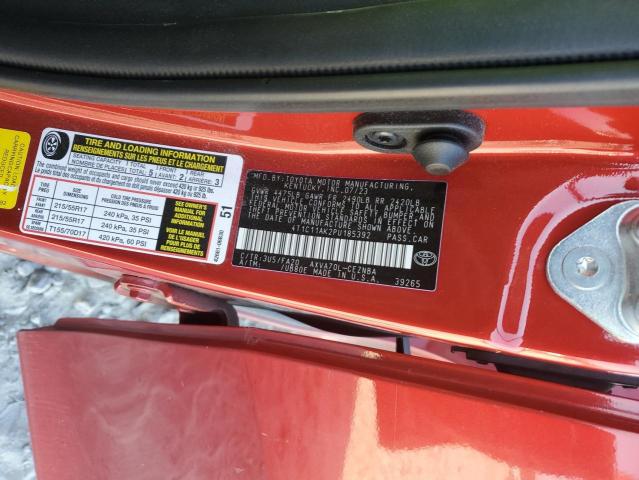 4T1C11AK2PU185392 - 2023 TOYOTA CAMRY LE RED photo 12