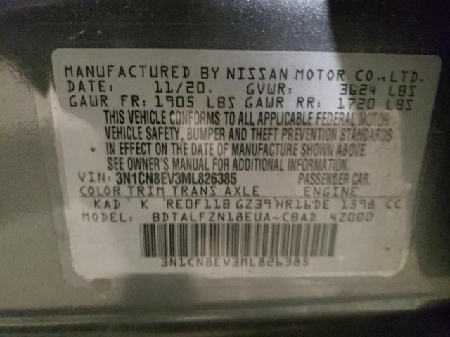 3N1CN8EV3ML826385 - 2021 NISSAN VERSA SV GRAY photo 12