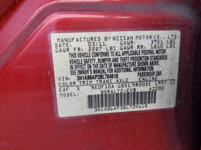 3N1AB6AP3BL704618 - 2011 NISSAN SENTRA 2.0 RED photo 12