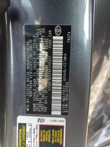 4T4BF3EK2BR140227 - 2011 TOYOTA CAMRY BASE გრაფიტი ფოტო 12