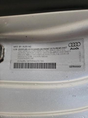 WAURV78T59A025190 - 2009 AUDI S5 QUATTRO SILVER photo 12