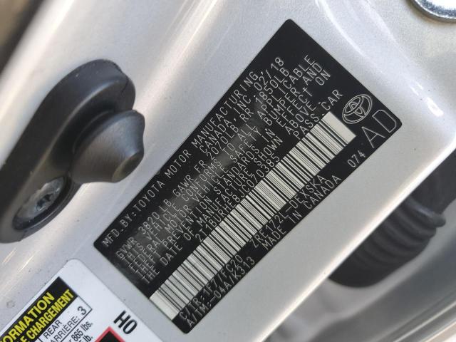 2T1BURHE8JC070385 - 2018 TOYOTA COROLLA L SILVER photo 13