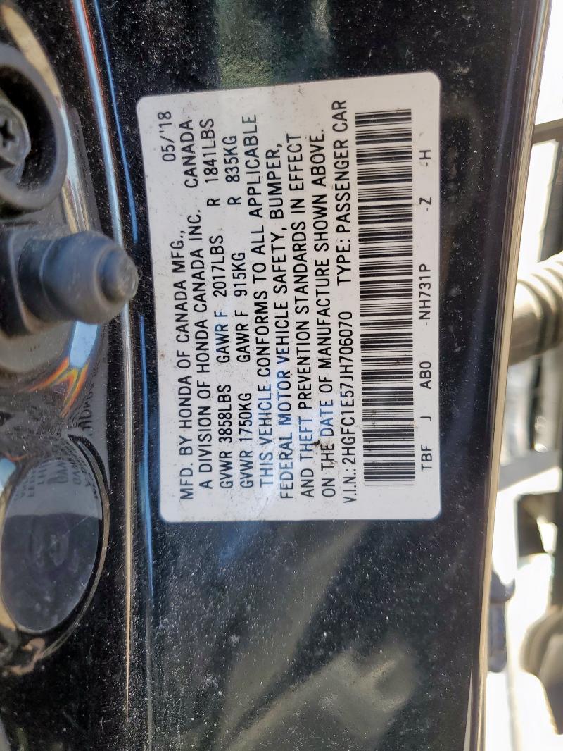 2HGFC1E57JH706070 - 2018 HONDA CIVIC SI 黑色 照片 13