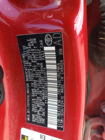 2T1BU4EE0BC543074 - 2011 TOYOTA COROLLA BASE Rojo foto 12