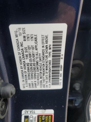 2HKRM4H59GH710403 - 2016 HONDA CR-V EX BLUE photo 13