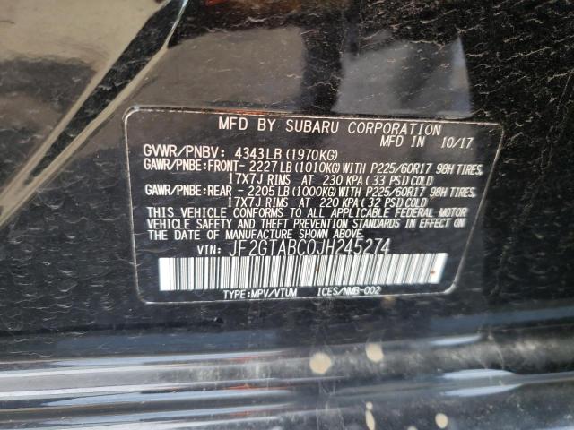 JF2GTABC0JH245274 - 2018 SUBARU CROSSTREK PREMIUM Қара фото 12