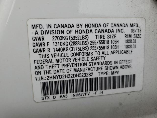 2HNYD2H22DH523282 - 2013 ACURA MDX WHITE photo 13