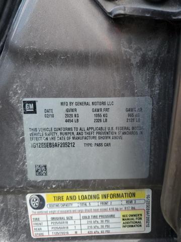 1G1ZE5EB9AF205212 - 2010 CHEVROLET MALIBU LTZ ნაცრისფერი ფოტო 13