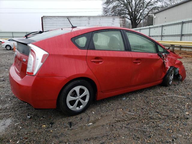 JTDKN3DUXC1600760 - 2012 TOYOTA PRIUS RED photo 3