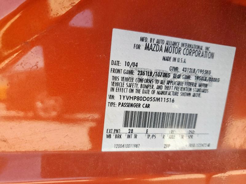 1YVHP80D055M11516 - 2005 MAZDA 6 S 橙色 照片 12