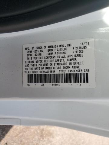 1HGCT1B82HA004684 - 2017 HONDA ACCORD EXL WHITE photo 12