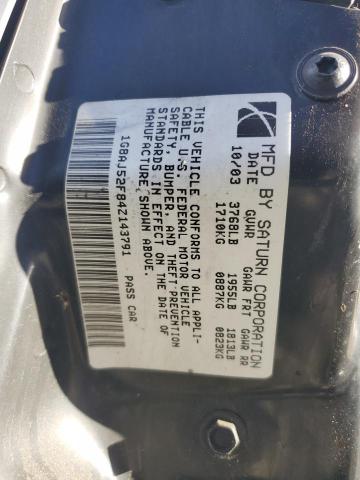 1G8AJ52F84Z143791 - 2004 SATURN ION LEVEL 2 Թուխ լուսանկար 12