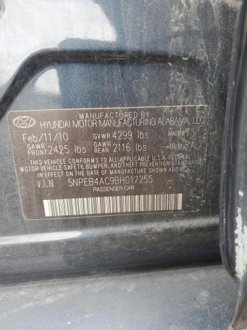 5NPEB4AC9BH017255 - 2011 HYUNDAI SONATA GLS BLUE photo 12