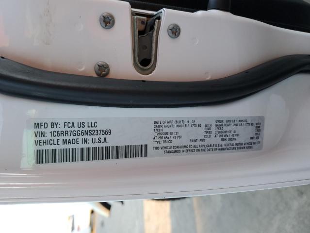 1C6RR7GG6NS237569 - 2022 RAM 1500 CLASS SLT თეთრი ფოტო 13