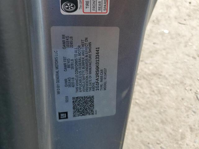 1G1FA1RS6K0133441 - 2019 CHEVROLET CAMARO LS GRAY photo 12