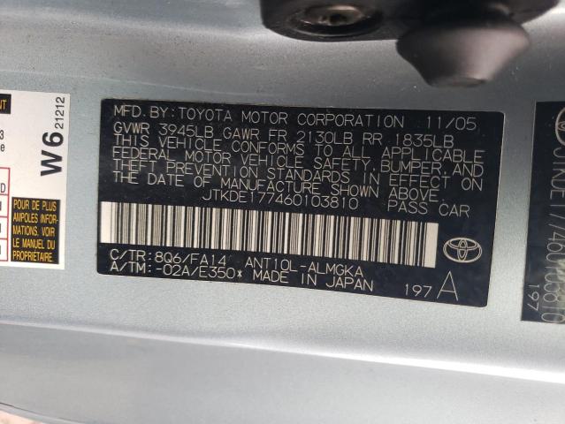 JTKDE177460103810 - 2006 TOYOTA SCION TC BLUE photo 13