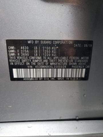 4S3BWAB6XL3005028 - 2020 SUBARU LEGACY GRAY photo 12