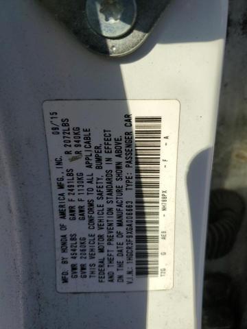 1HGCR3F9XGA006663 - 2016 HONDA ACCORD TOURING 白色 照片 12