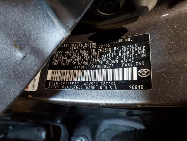 4T1BF1FK6FU030977 - 2015 TOYOTA CAMRY LE CHARCOAL photo 12