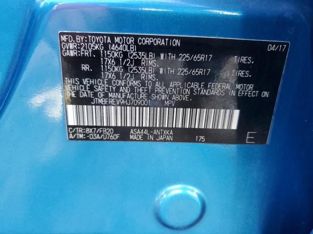 JTMBFREV9HJ709001 - 2017 TOYOTA RAV4 LE BLUE photo 13