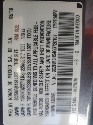 3CZRM3H54GG720107 - 2016 HONDA CR-V EX GRAY photo 13