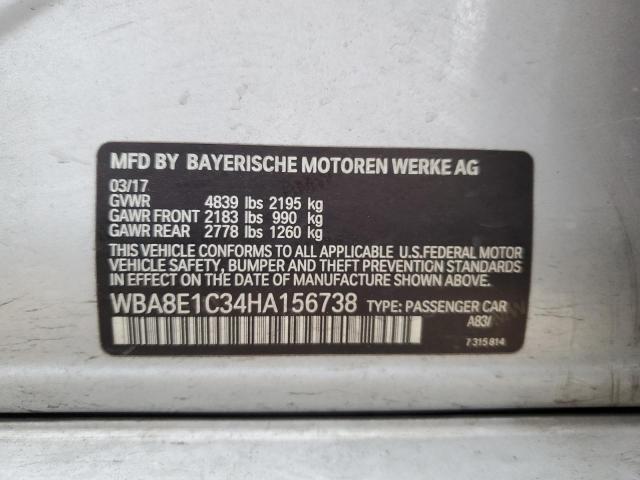 WBA8E1C34HA156738 - 2017 BMW 330E SILVER photo 12