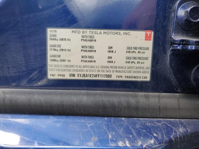 5YJSA1E24FF117080 - 2015 TESLA MODEL S 蓝色 照片 12