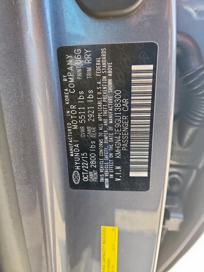 KMHGN4JE9GU138300 - 2016 HYUNDAI GENESIS 3.8L GRAY photo 12