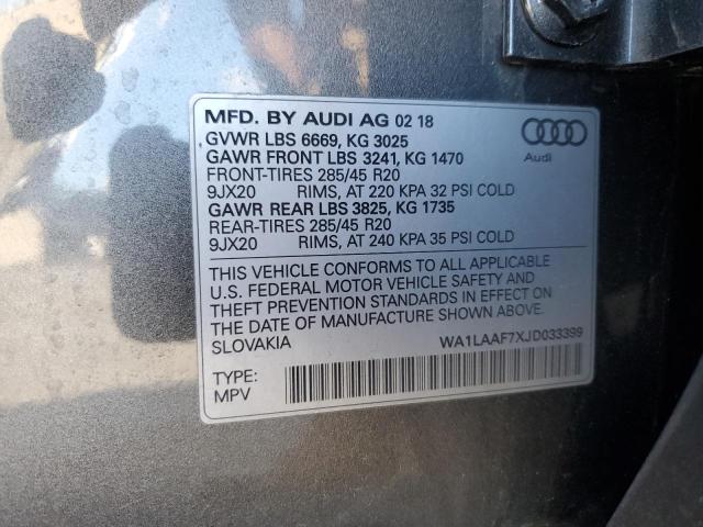 WA1LAAF7XJD033399 - 2018 AUDI Q7 PREMIUM PLUS Szary zdjęcie 14