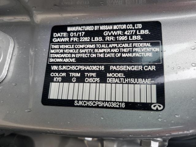 SJKCH5CP5HA036216 - 2017 INFINITI QX30 BASE SILVER photo 12