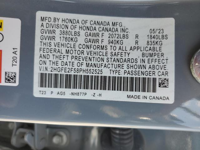 2HGFE2F58PH552525 - 2023 HONDA CIVIC SPORT Boz foto 12
