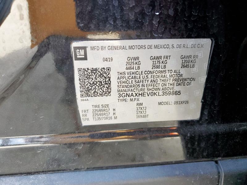 3GNAXHEV0KL359865 - 2019 CHEVROLET EQUINOX LS Qara foto 12