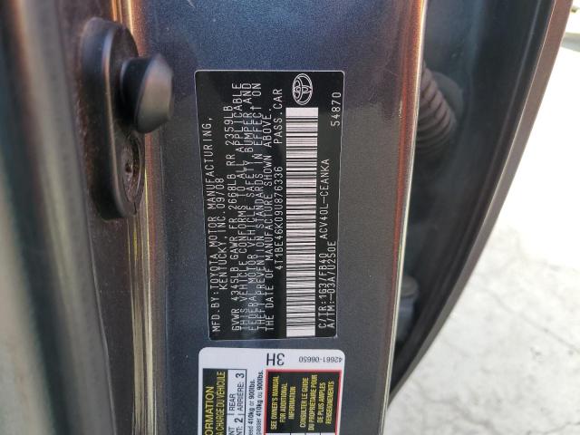 4T1BE46K09U876336 - 2009 TOYOTA CAMRY BASE GRAY photo 12