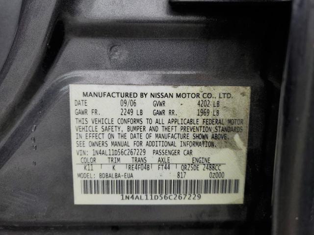 1N4AL11D56C267229 - 2006 NISSAN ALTIMA S GRAY photo 12